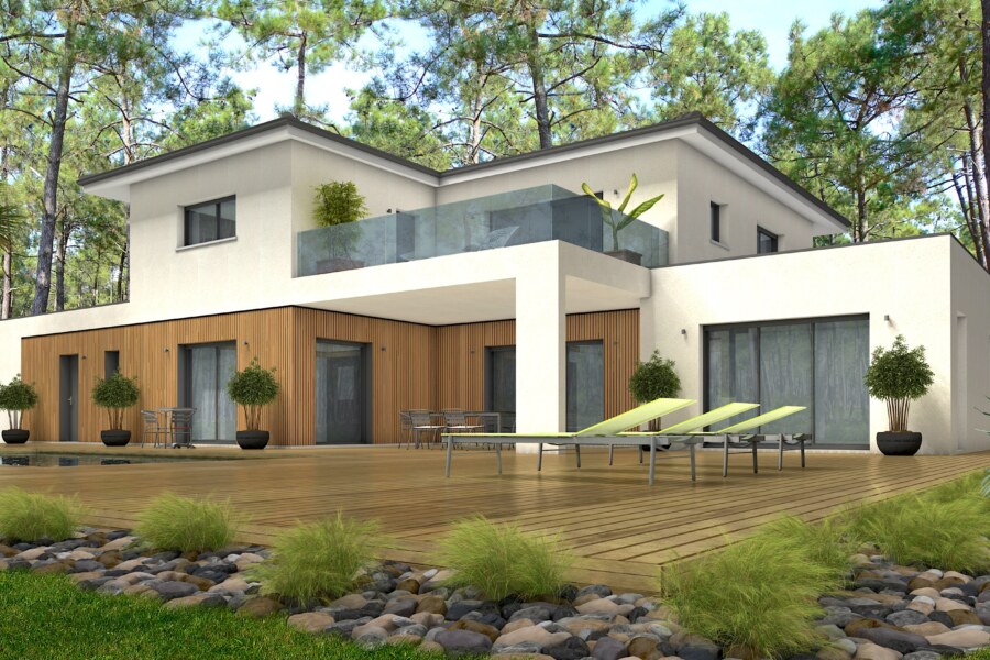 une belle maison avec bardage bois